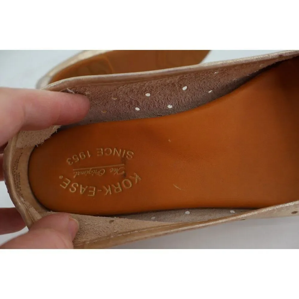 KORK-EASE Nessa Ballet Flat Round Toe Women's 7.5 Gold Leather Comfort Shoes